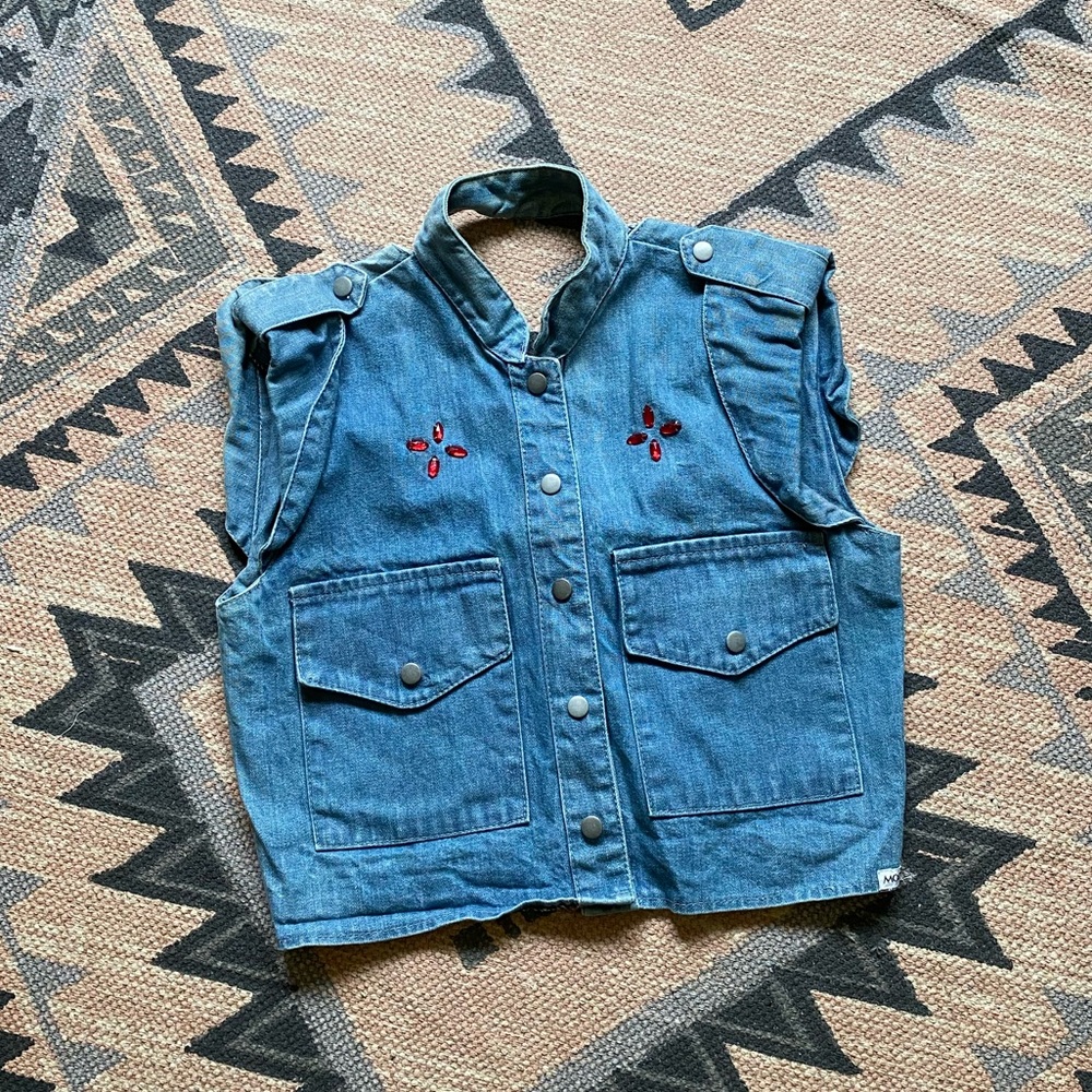 Vintage denim crop top button up